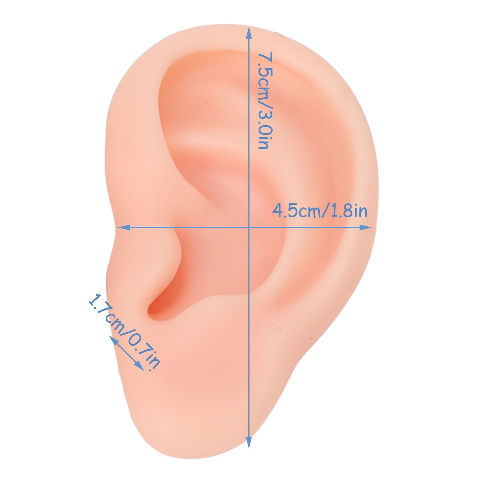 1 Pair Silicone Ear Model Soft For Piercing Exercise (Light Skin)