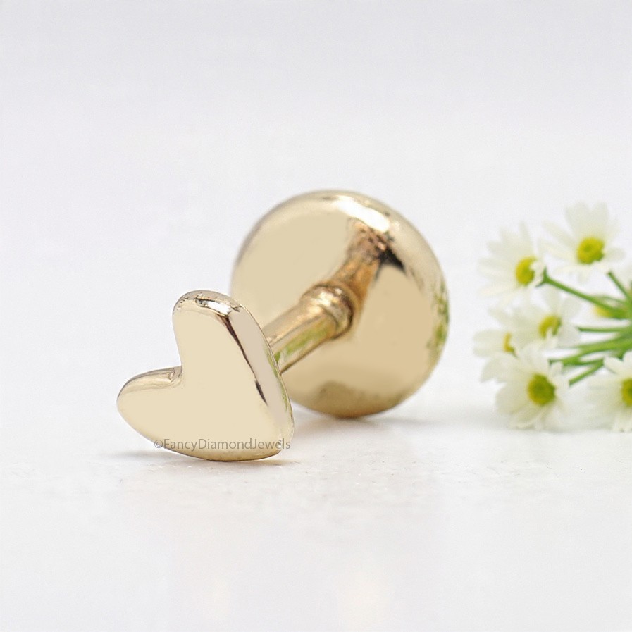 Heart Internally Threaded Labret tragus stud conch earrings flatback labret stud