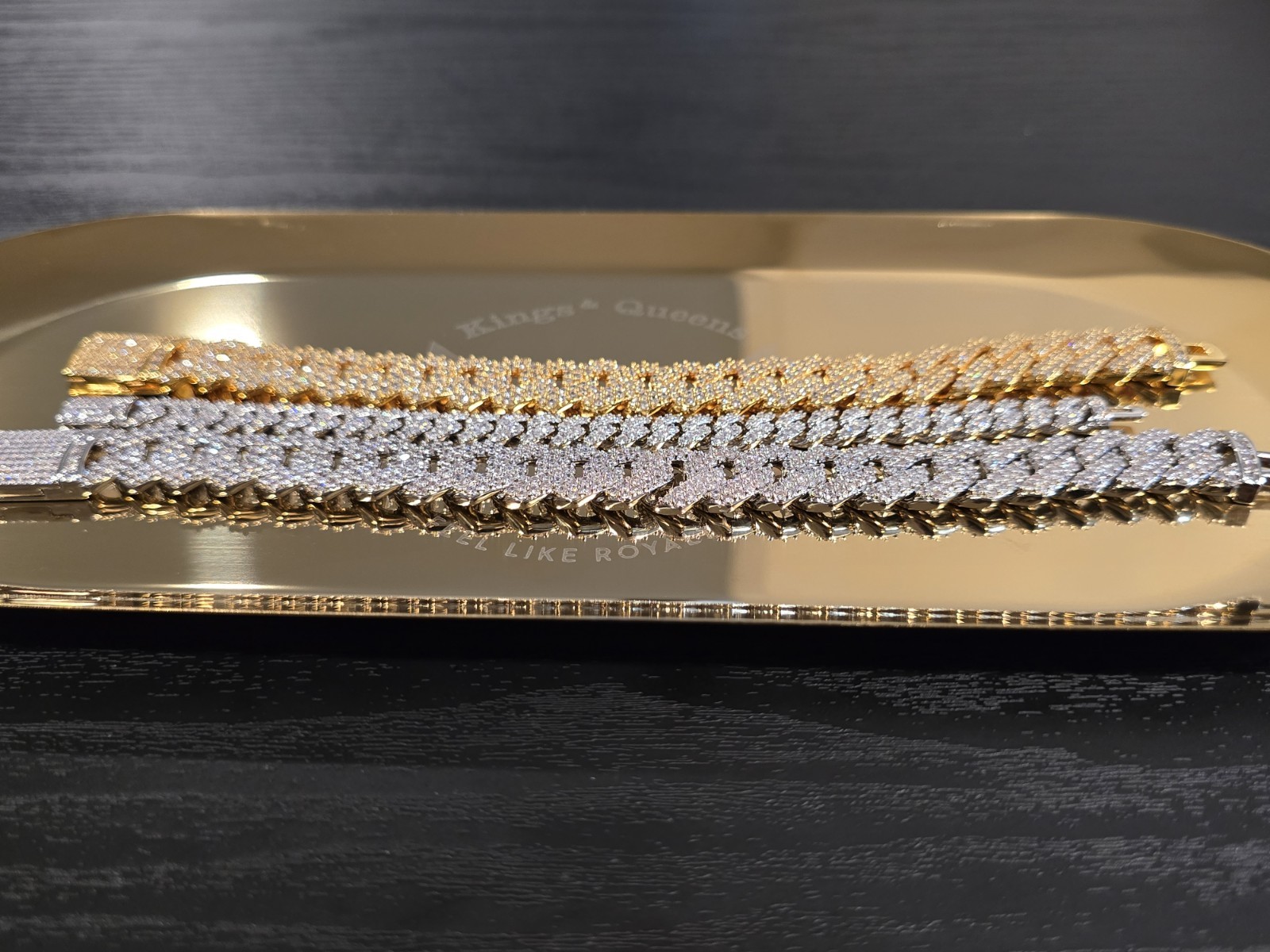 TWO! 14mm 2-Row & 1Row Cuban Bracelet TRIO| 18K Gold & White GoldPlated 5AVVS CZ