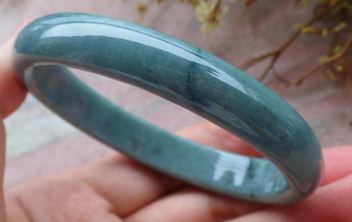 Certified Blue Green Burma Natural JADE JADEITE Bangle Bracelet 59 mm 401219 TS