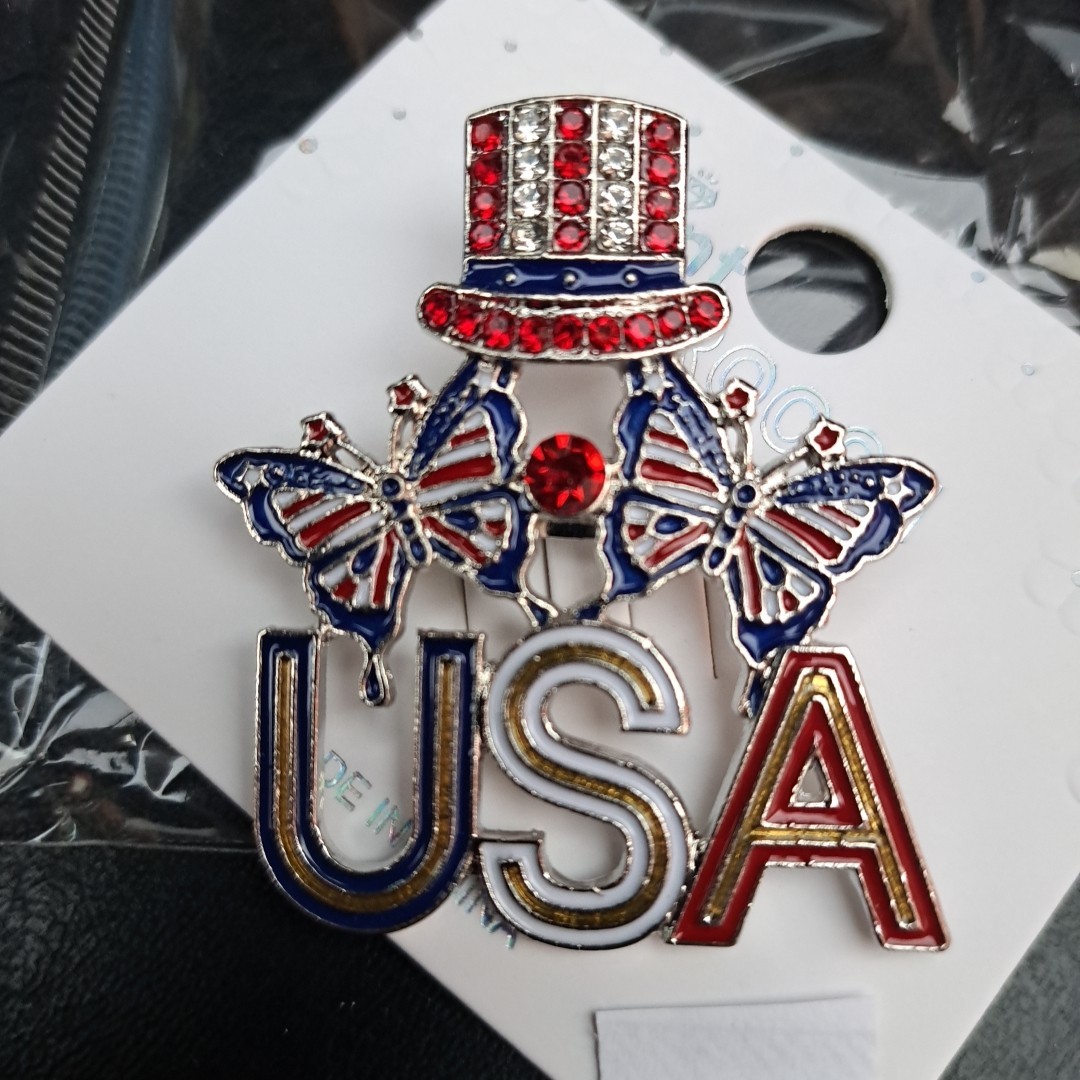 Brooches Crystal Rhinestone American USA Flag Patriotic Pin Brooch