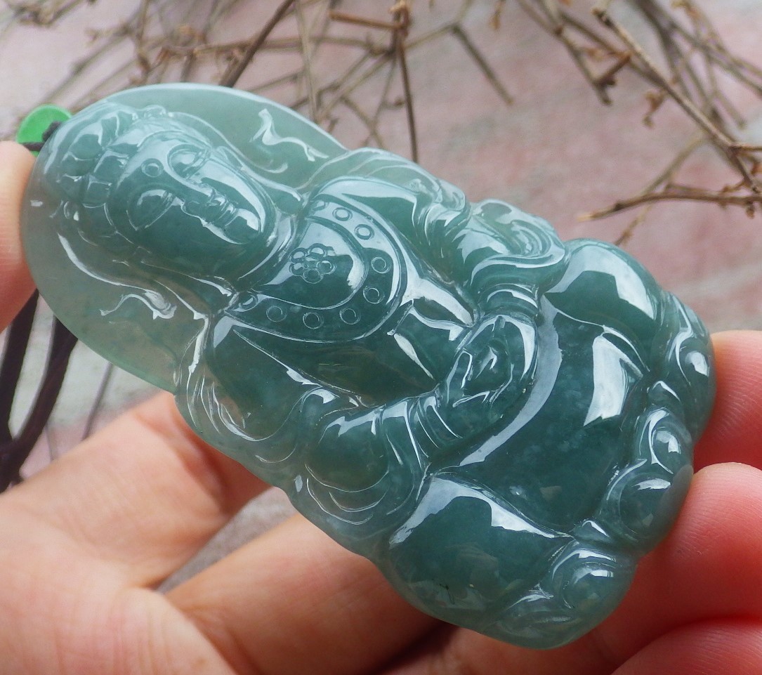 Video Certified Natural A Jade jadeite pendant Guanyin Kwan yin 观音 419195 TS