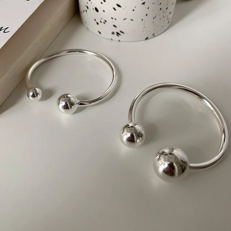 100% Solid Sterling Silver Metal Bracelet for Women Vintage Handmade Simple