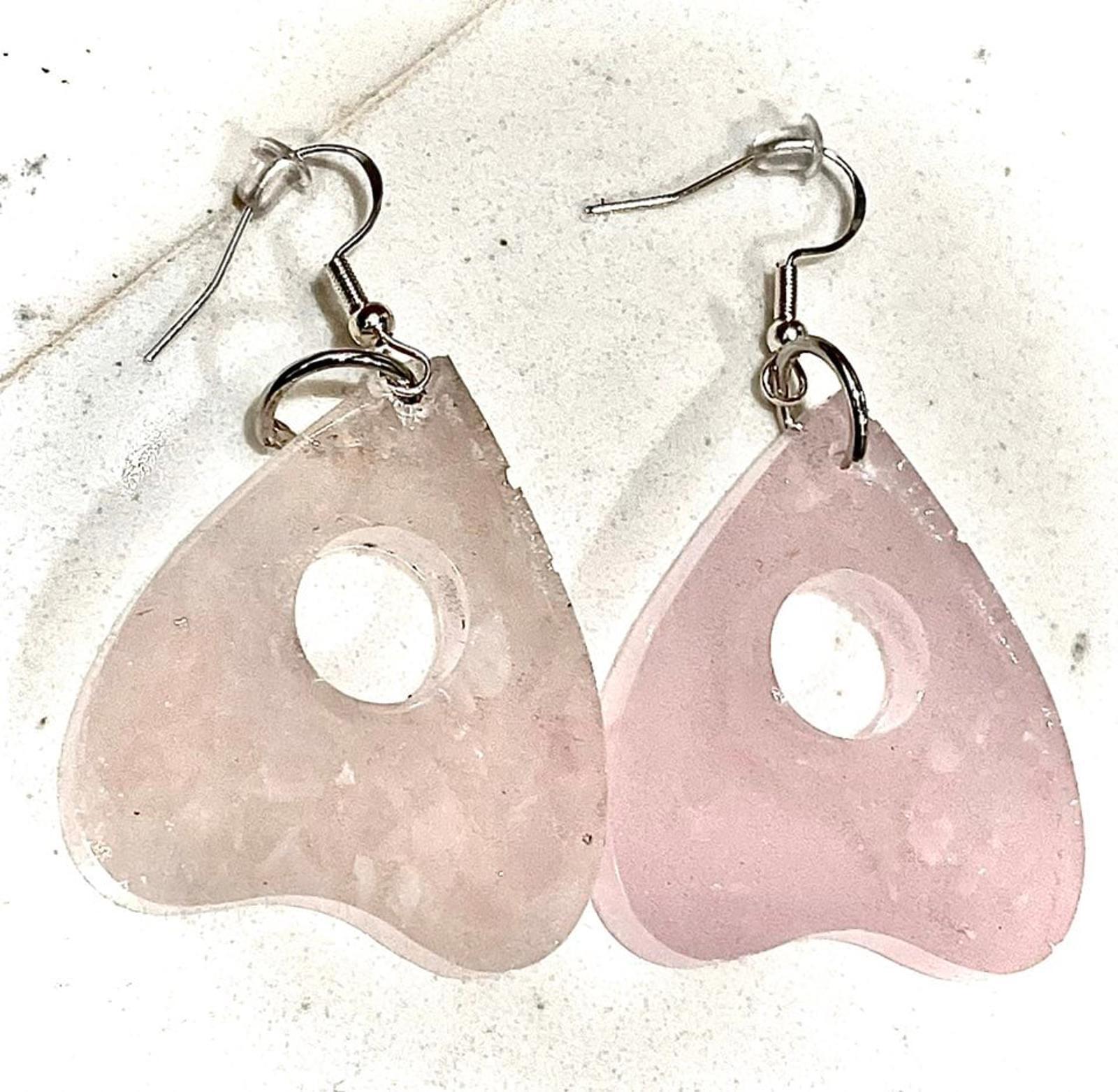 Jewelry planchette ouija board occult goth halloween Healing Rose Quartz Crystal