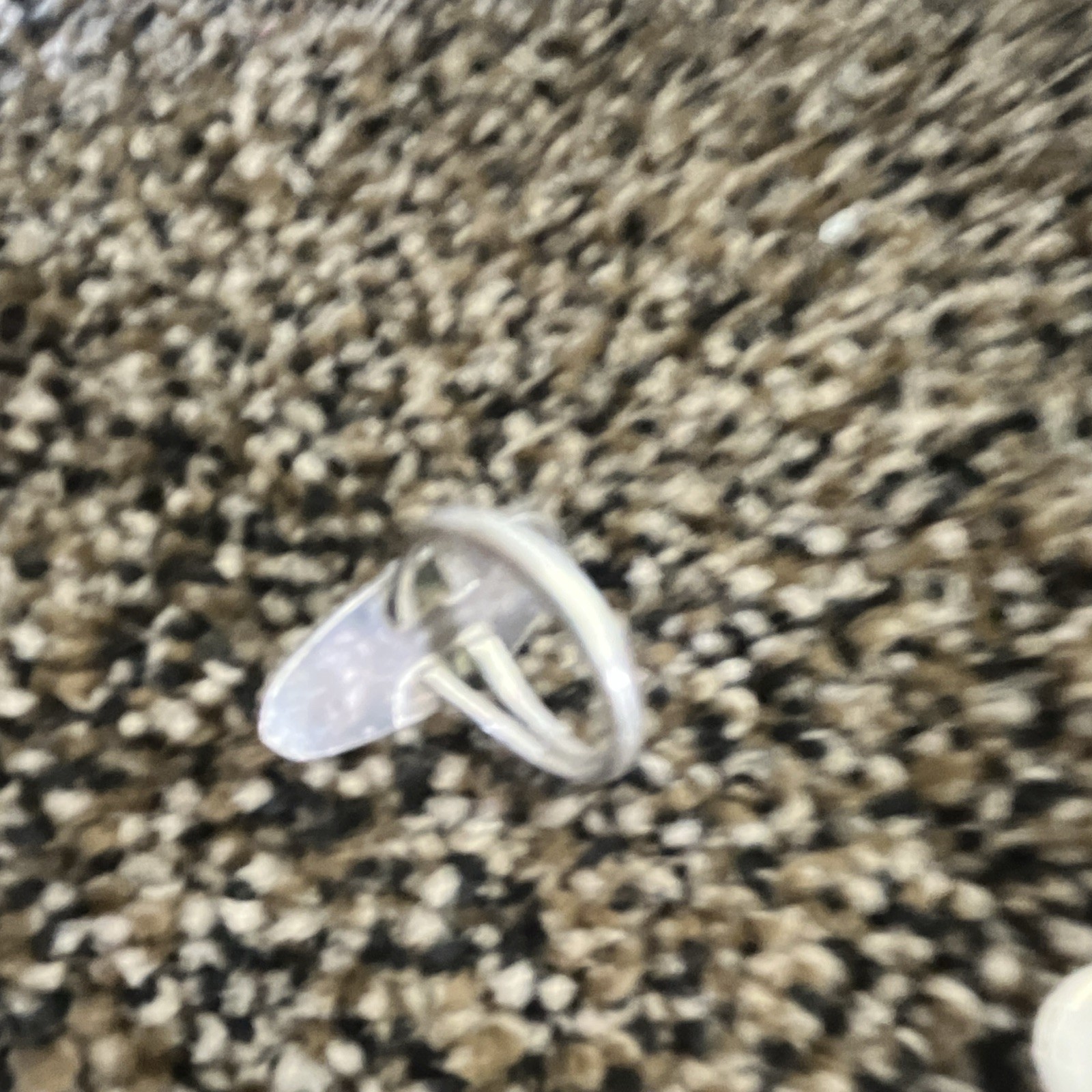 Silver Tone Cocktail Statement Ring Size 5.5 Marquise White Mother of Pearl