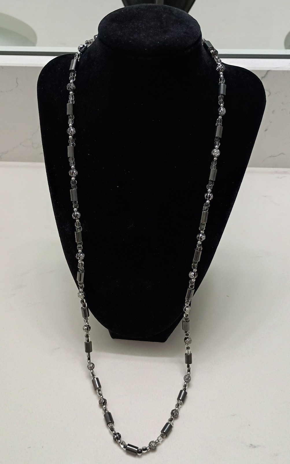Women’s Black Magnetic Beaded Necklace/Bracelet * 34 Inches Interchangeable