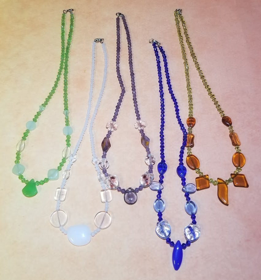 Multicolor Beaded/Glass Bead Necklace Bundle Lot- Green/Brown/Blue/White/Purple