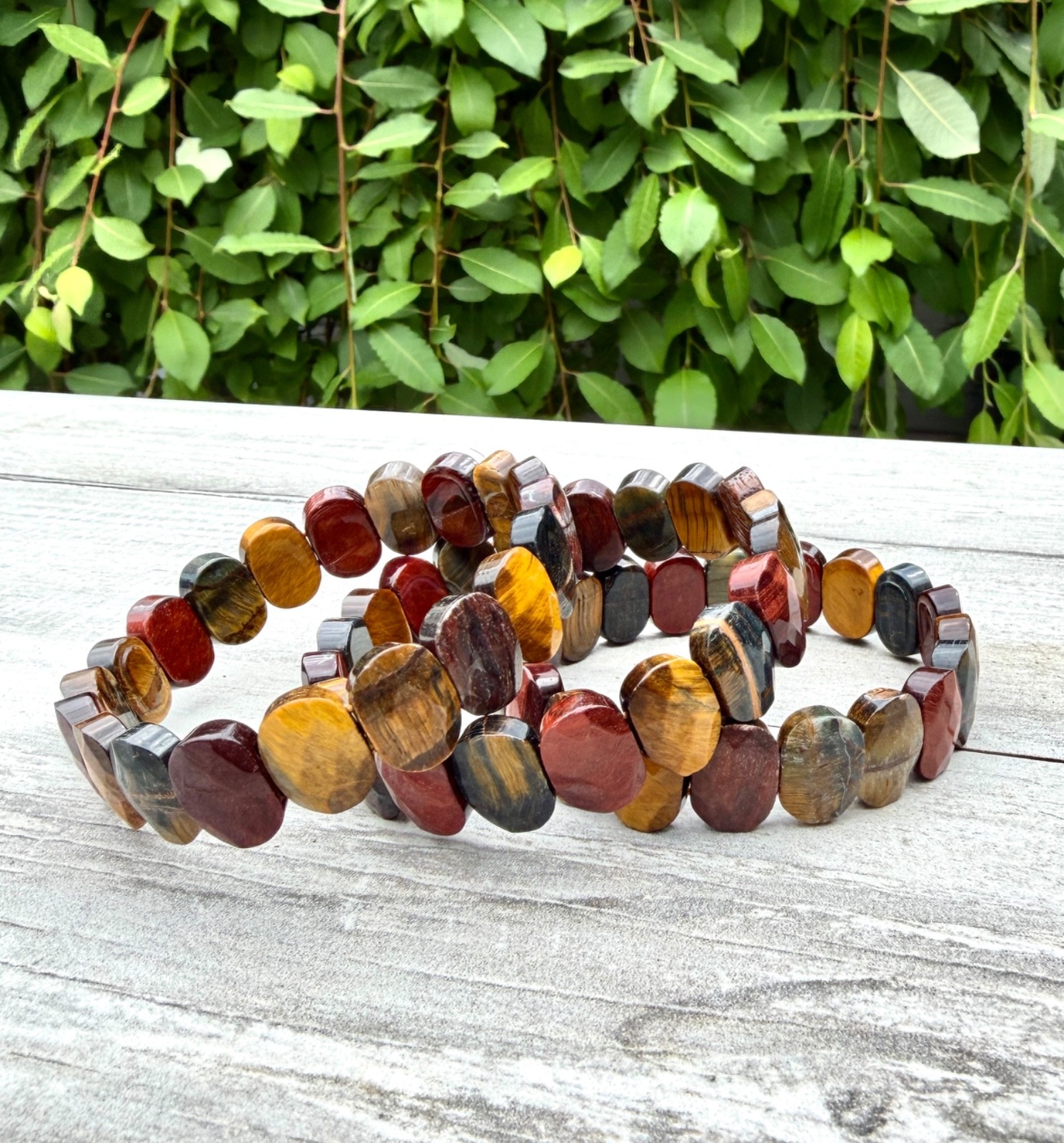 Wholesale 6 Pcs Mix Tigers Eye Faceted 7.5” Crystal Stretch Bracelet 15mm