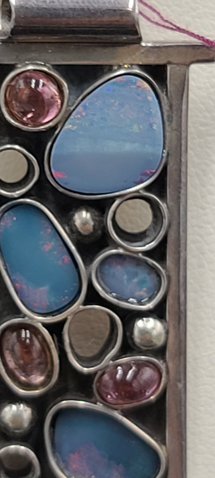 PENDANT & BROCH :OPAL SET IN STEARLING SILVER w/ TOURMALINE AND RUBALITE