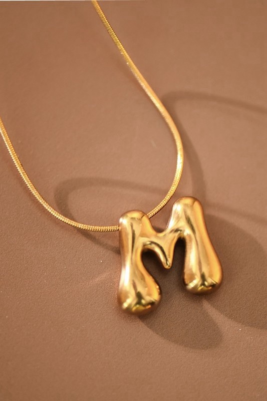 18k Non-tarnish Bubble Initial Necklace