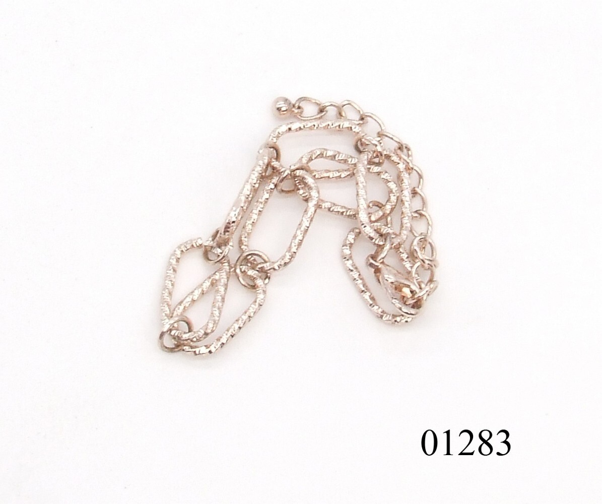 7.5″ Rose Gold Plated Textured Oval Link Chain Bracelet Twisted Rope 11mm Wide