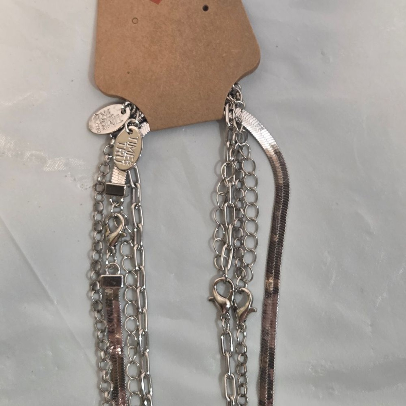 Source Unknown Multi-Layer Silver Necklace with Sunburst Charm