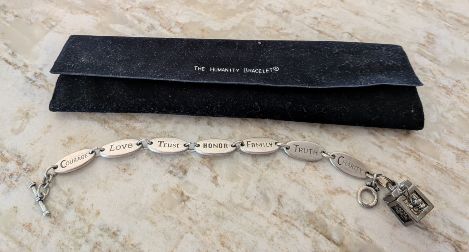 THE HUMANITY BRACELET NEW Virtue Charms LHH&F .923 Sterling Silver