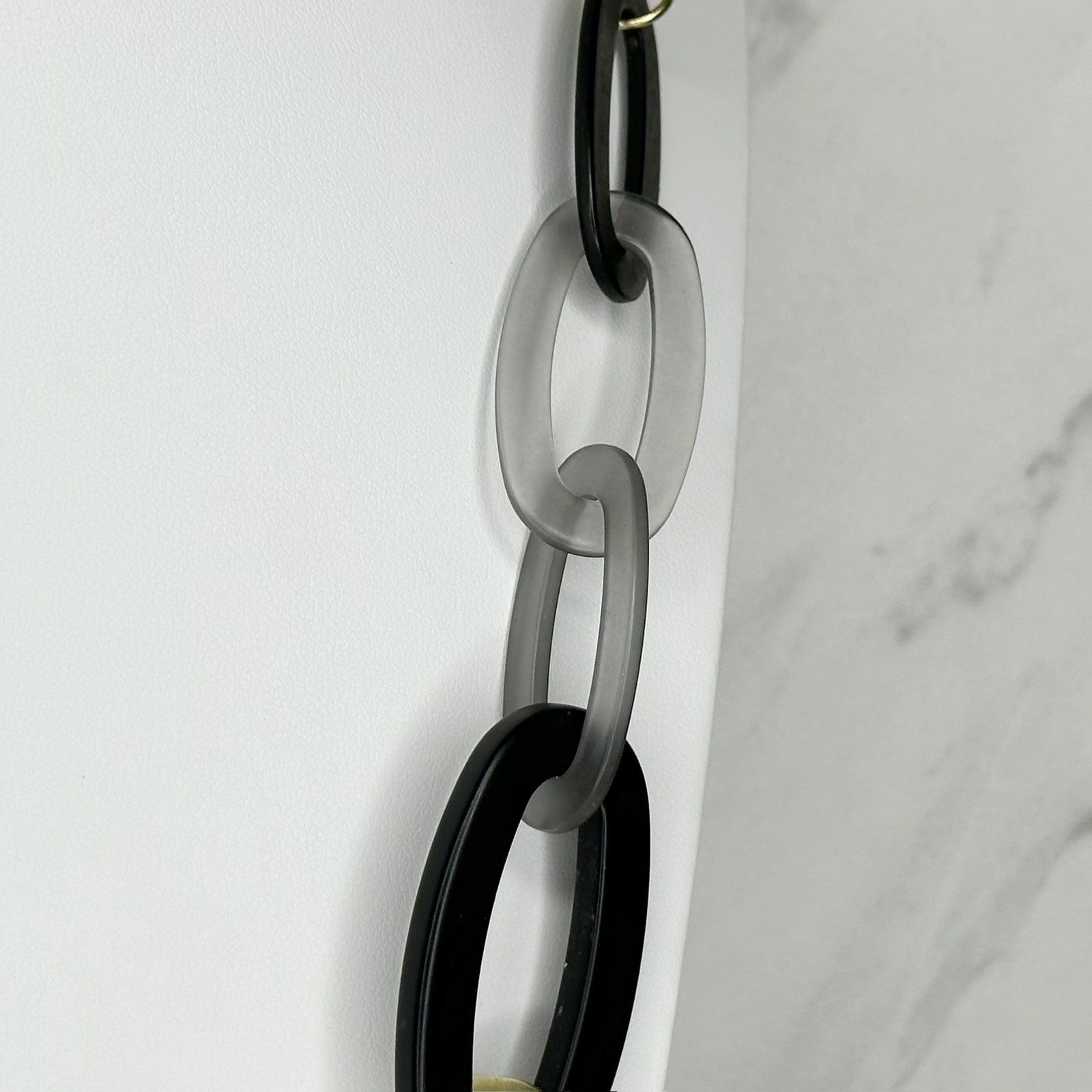 Chunky Plastic and Gold Tone Metal Chain Link Long Necklace