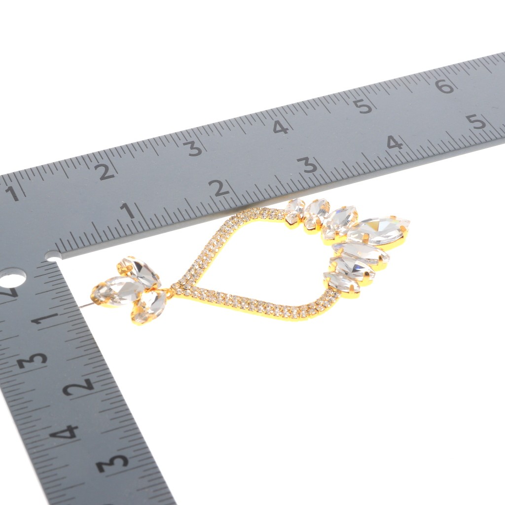 Gold Tone Alloy Metal Rhinestone Drop Post Earrings ESE8675-GCL