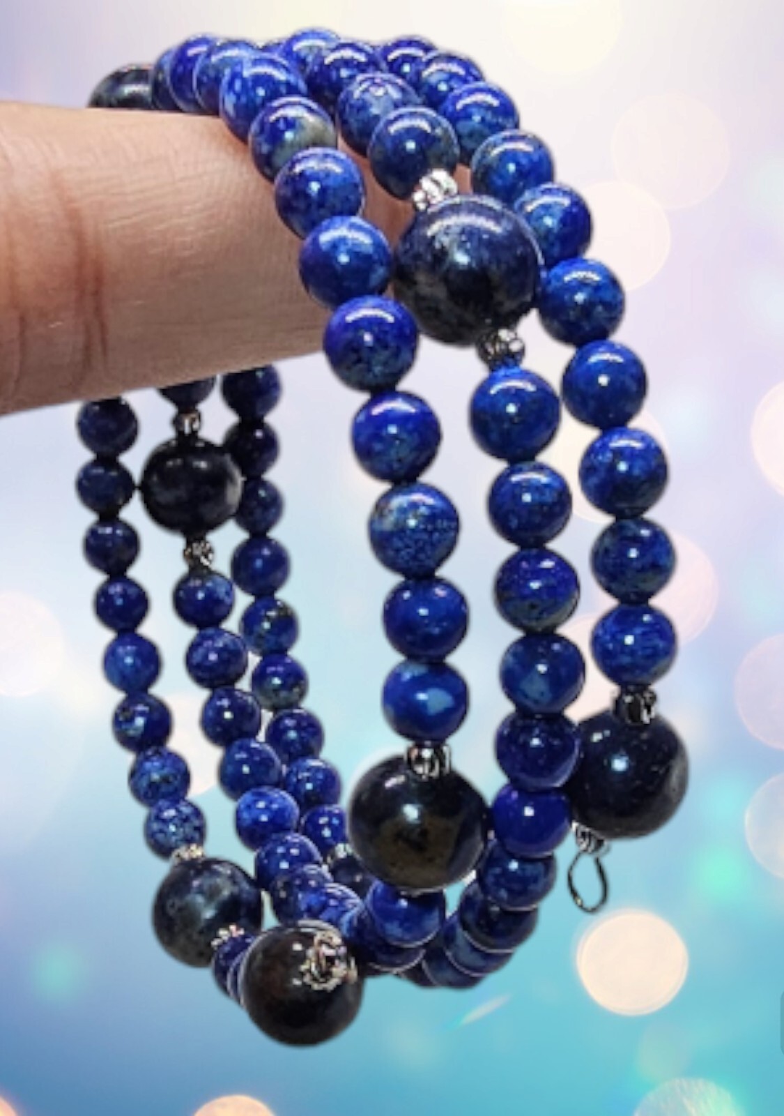 Natural Lapis Lazuli 5.5mm & Sodalite 8.5mm Crystal Bracelet
