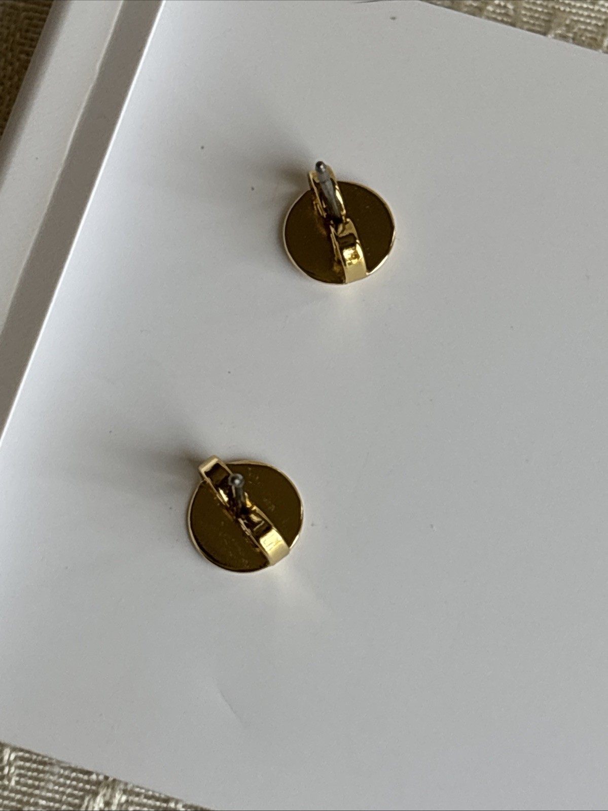 Tory Burch Gold Tone Button Stud Earrings Red Enamel Center See Pics Rare Find
