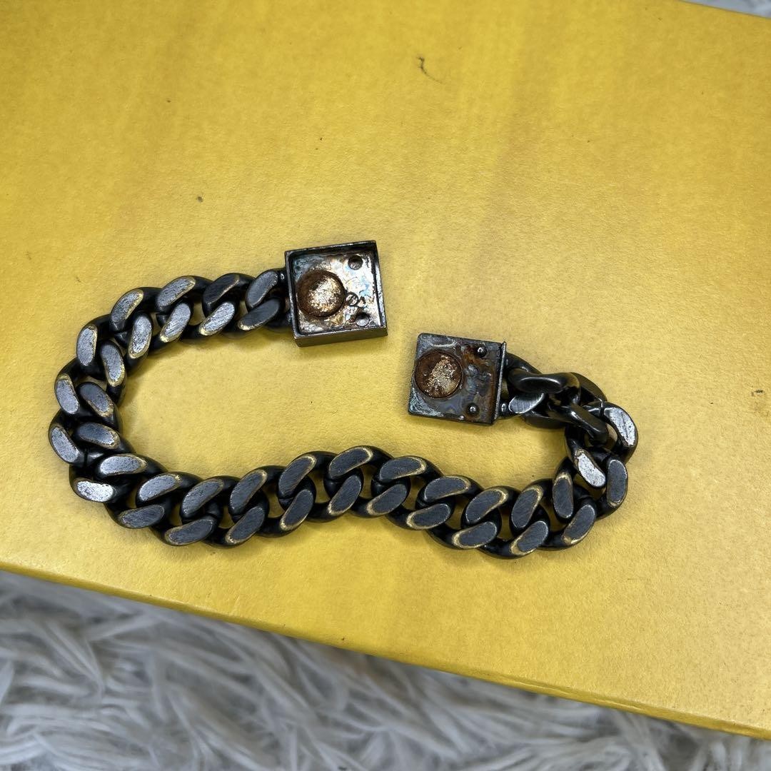 FENDI FF Logo Chain Bracelet S Bangle Silver Chain Authentic