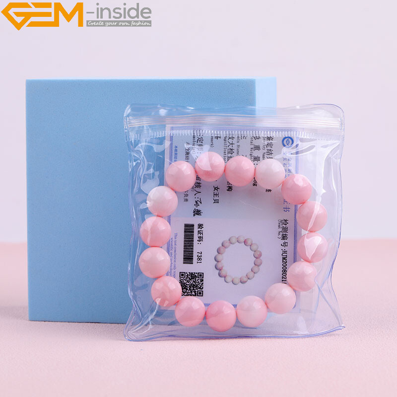 Bracelet Women Natural AAA Pink Conch Lobatus Shell Beaded Stretch Reiki Chakra