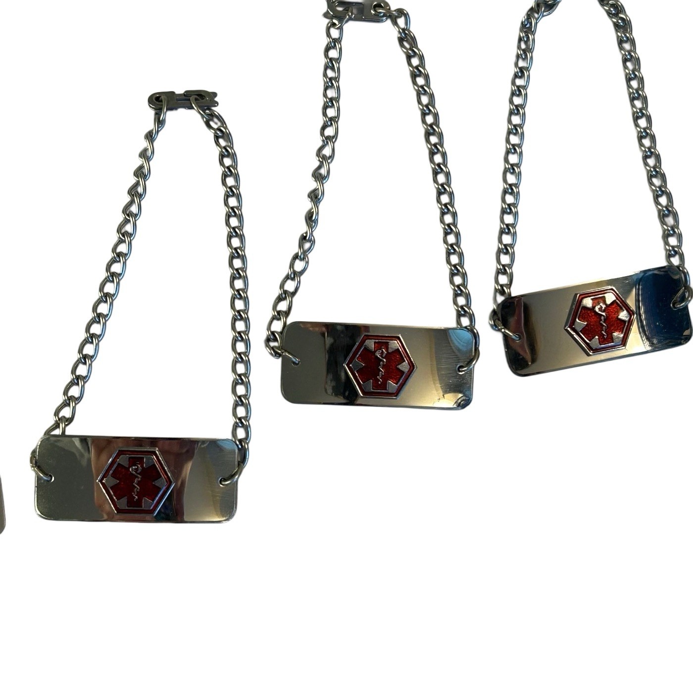 Stainless Steel Medical Alert Necklace & Bracelet Lot Of 6 For Engraving Info