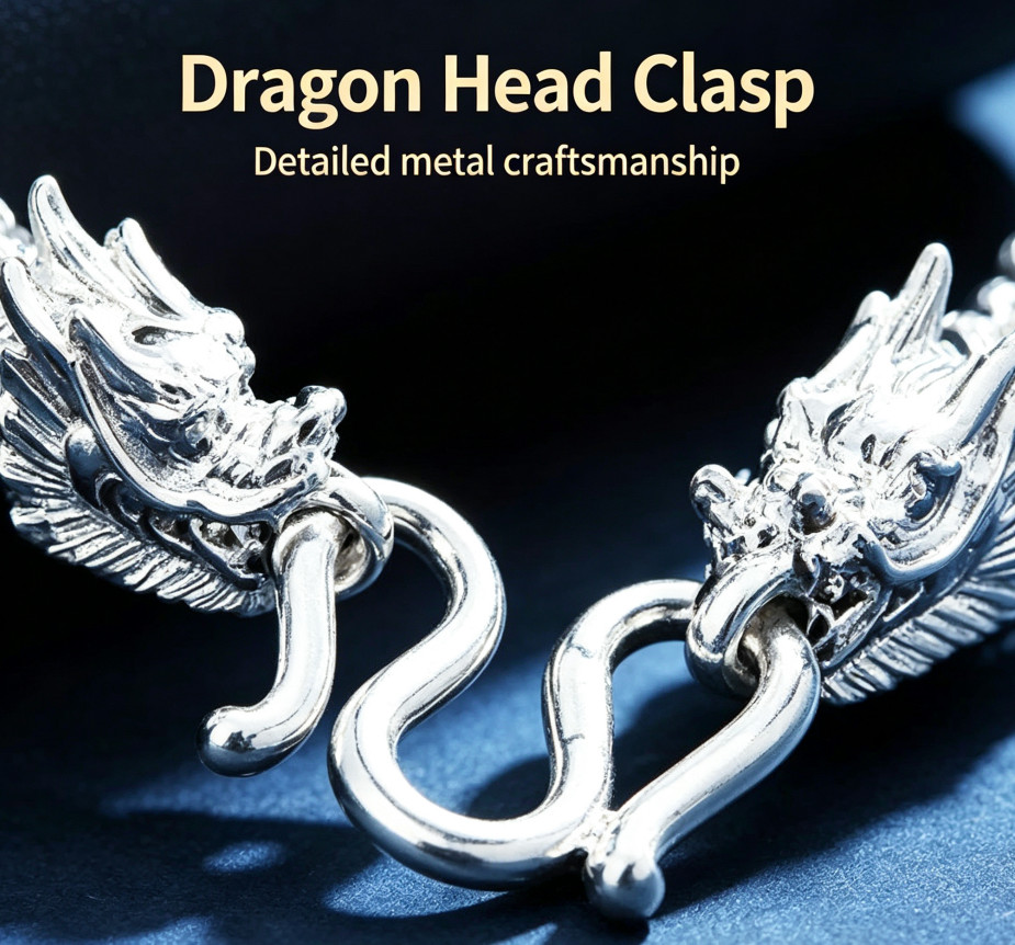 Cool Dragon Head Chain Set 2Pieces Hip Hop Streetwear Necklace Bracelet Gift