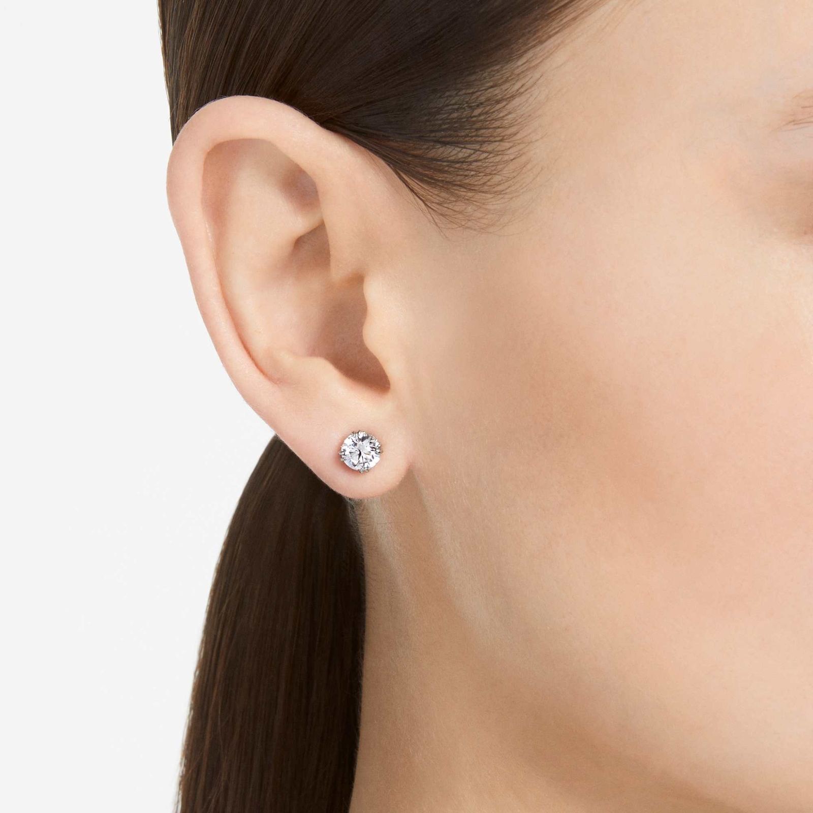 Swarovski Stilla Stud Earrings Round Cut, White, Rhodium Plated 5636712