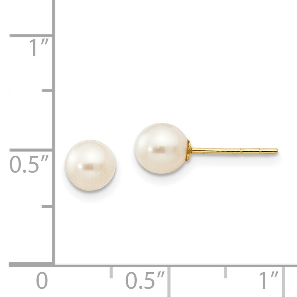 Madi K Kid’s Earrings 14k 5-6mm White Near Round Freshwater Pearl Post