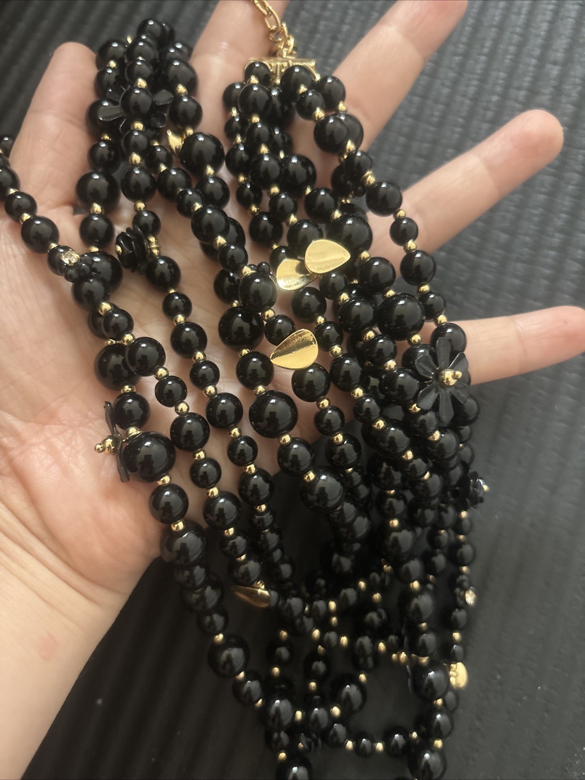 Talbots Necklace Multi strand Black beaded necklac