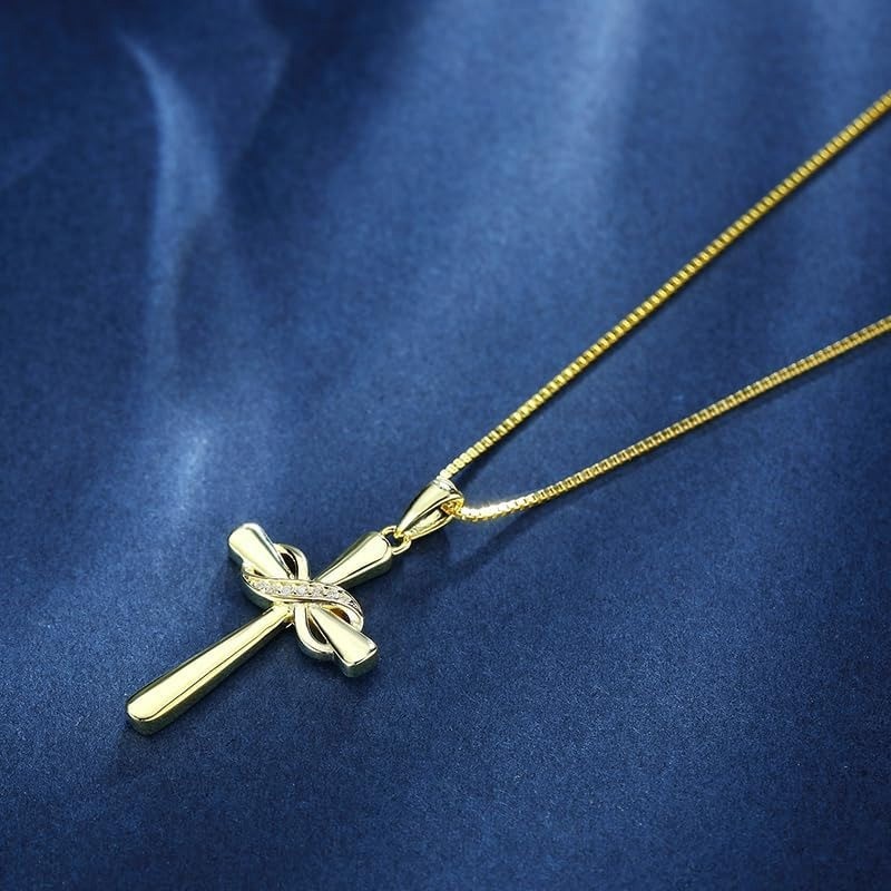 Infinity Cross PendantS925 Silver Necklace Adjustable Gold Women Jewelry Gift