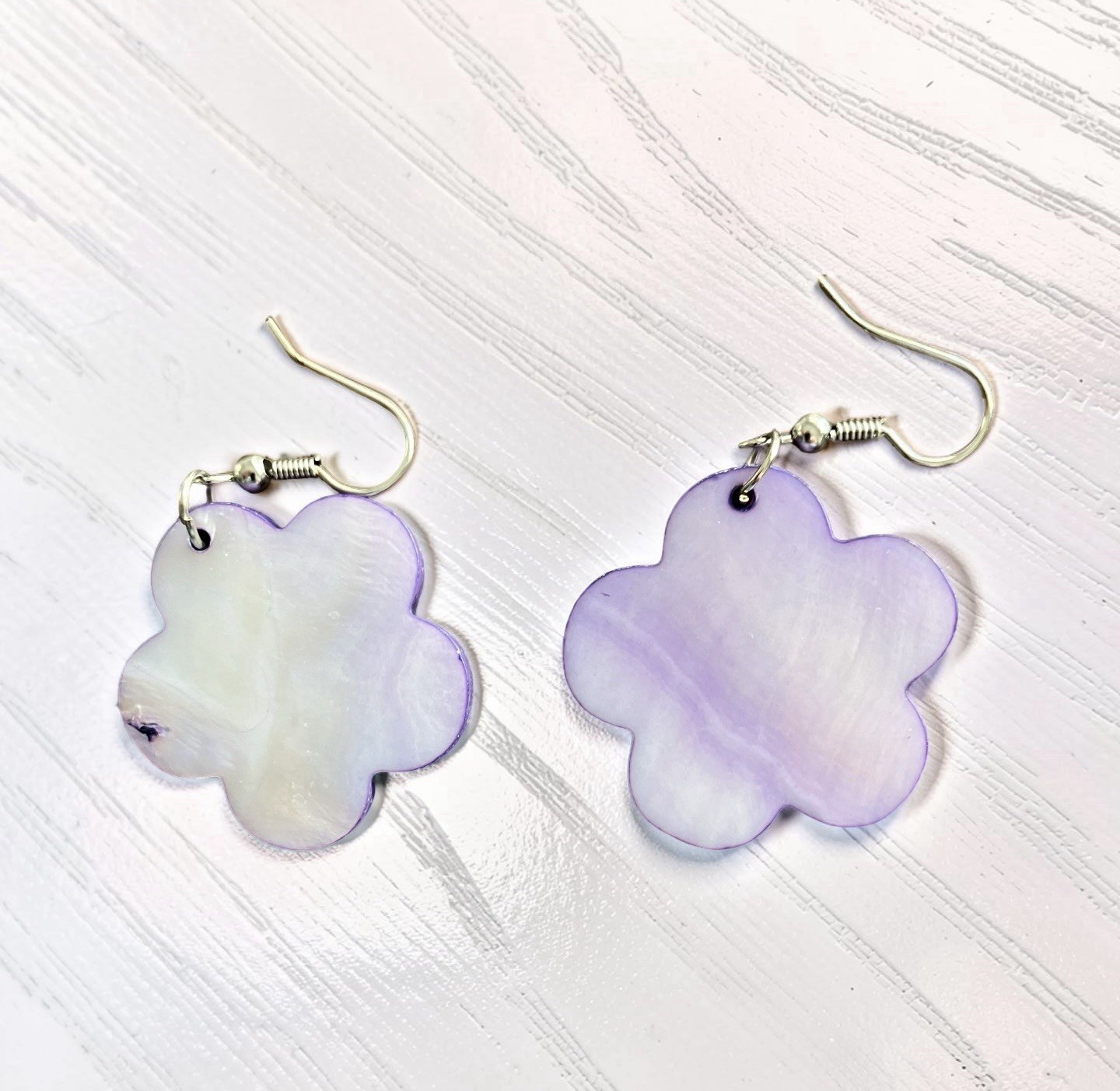 Floral Flower Dangle Pierced Earrings Blue Purple Swirl Petal 2 Pair Women New