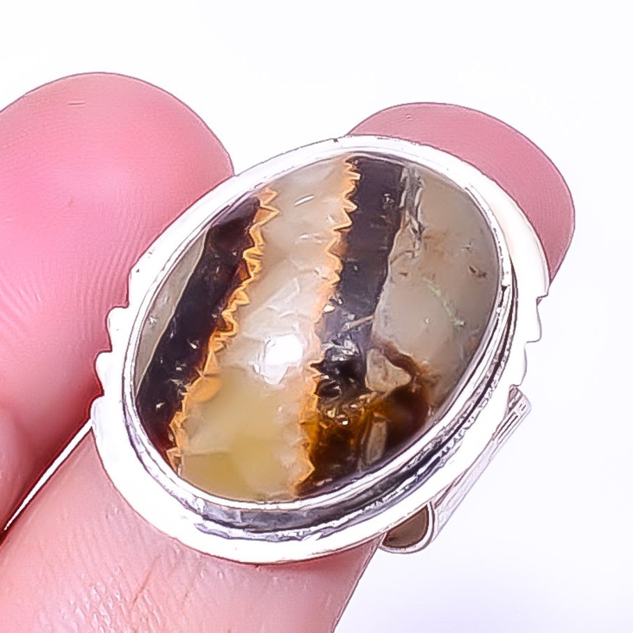 Septerian Stone Gemstone Handmade Silver Plated Jewelry Ring s.7 A391