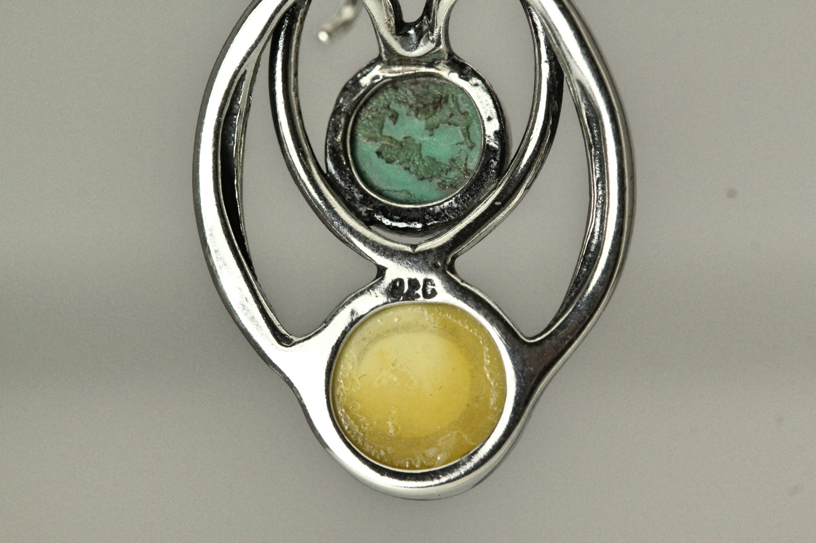925 Sterling Silver Green & Yellow Stone Dangle Earrings 9.8 Grams (EAR4717)