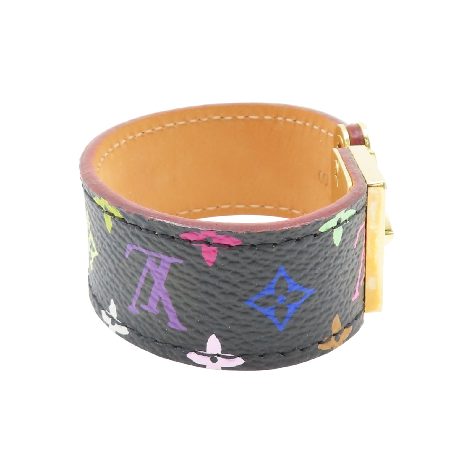 LOUIS VUITTON Murakami Monogram Multicolore Bracelet PVC Canvas Black M65347