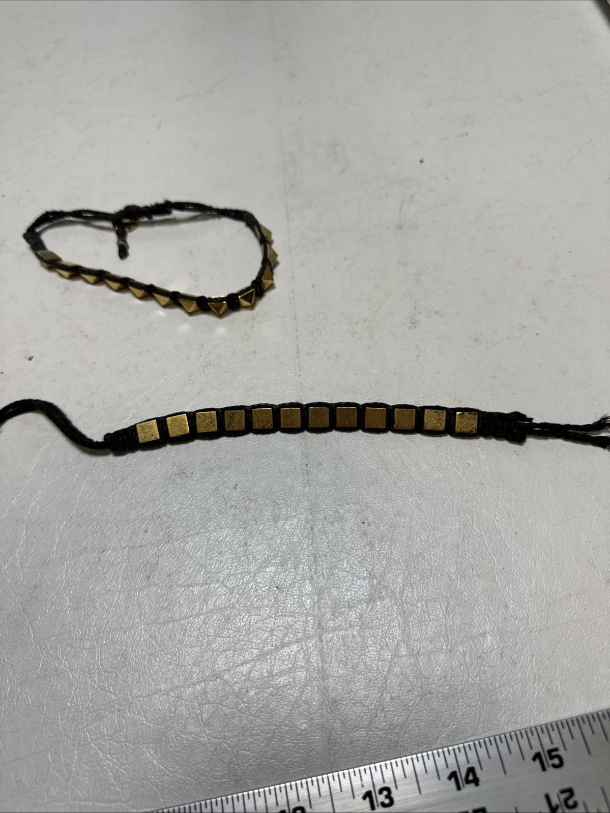 Valentino Garavani Two Braided Rockstud Bracelets Black &Gold
