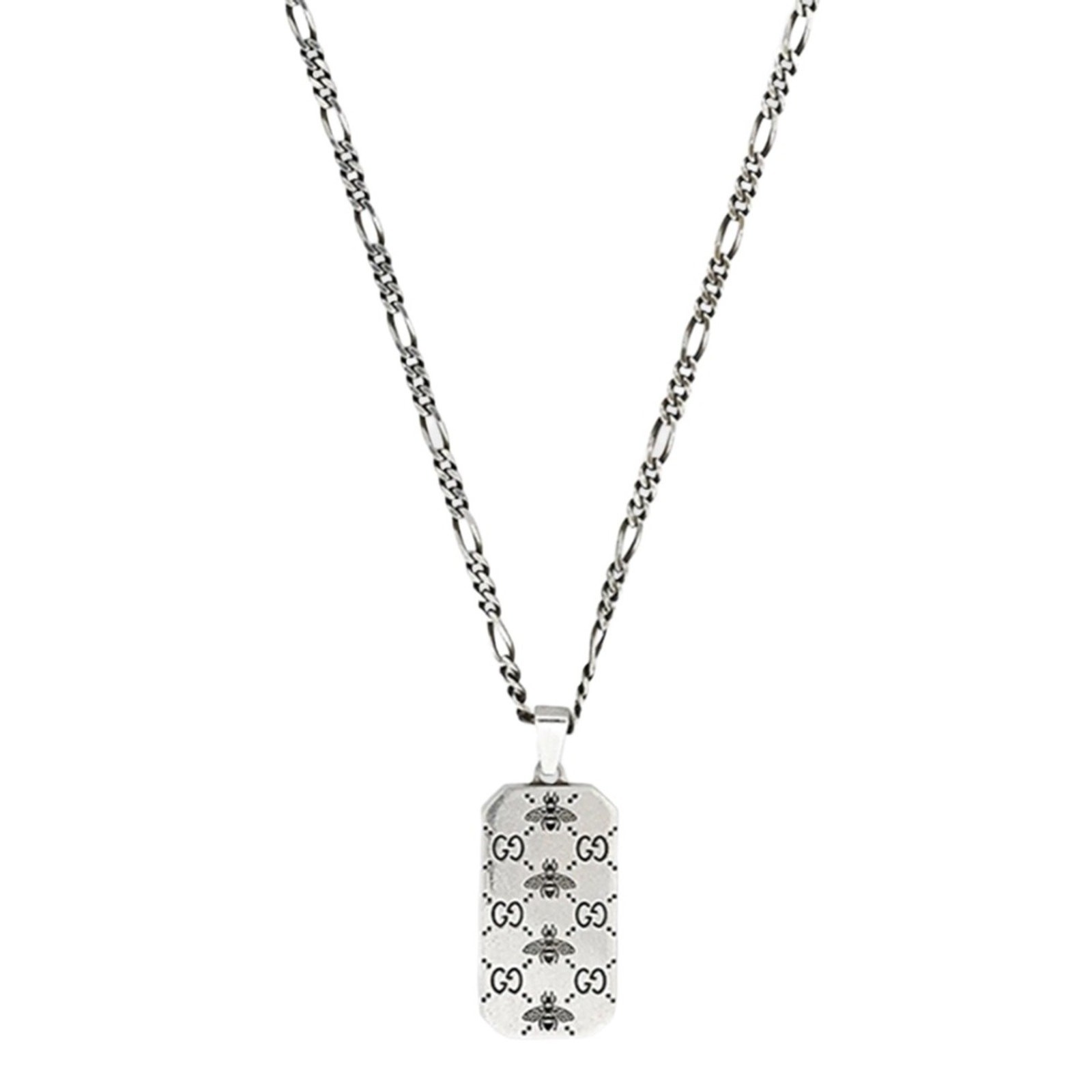 NewGucci Bee Dog Tag Necklace Men Sterling Silver 925 Silver One Size 20
