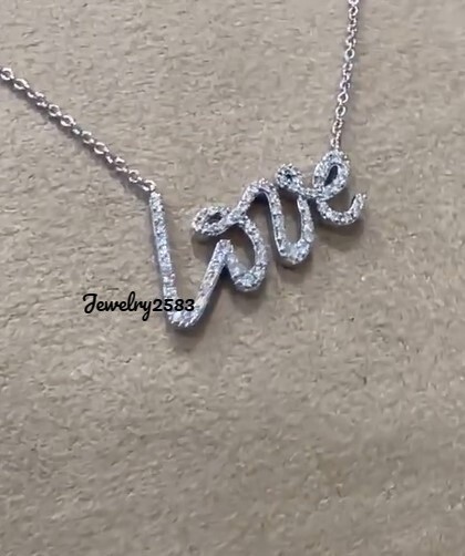 Certified Natural Diamonds LOVE Pendant with 18″ Box Chain 925 Sterling Silver