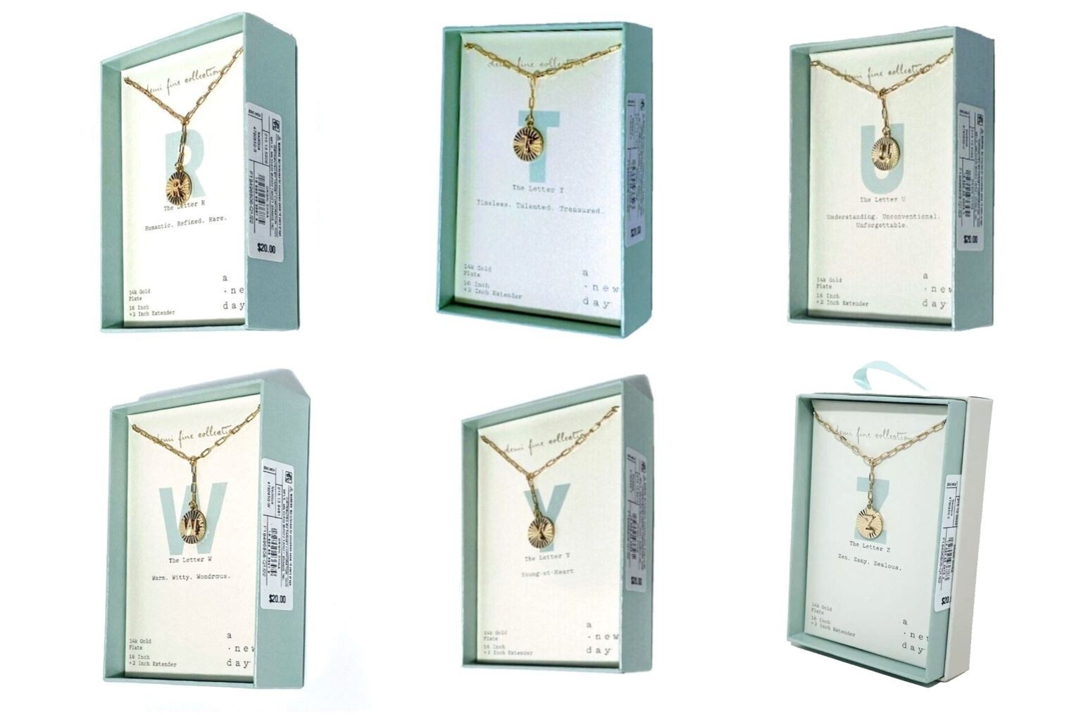 A New Day Demi Fine Gold-Plated Initial Pendant Necklace–Letters Available