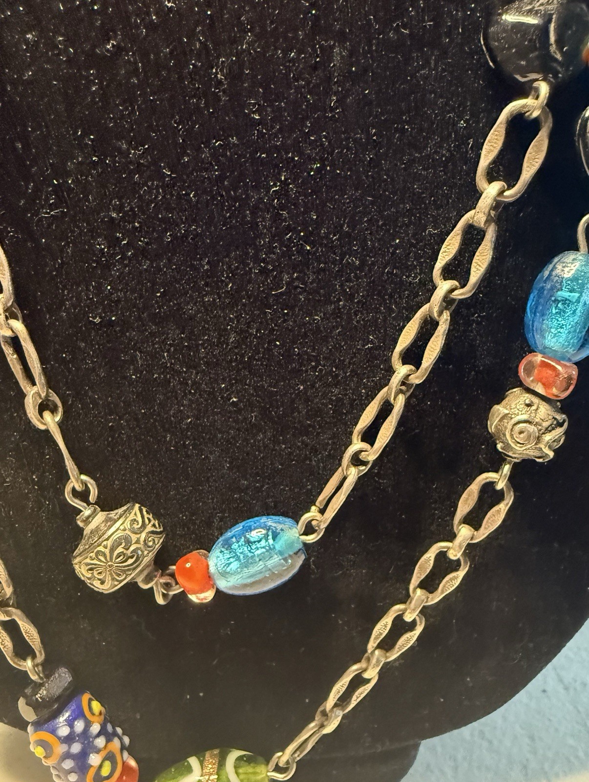 Chico’s Lot Of 2 Faux-Turquoise/ Beaded Necklace Mixed Multi-Strand Boho Tribal