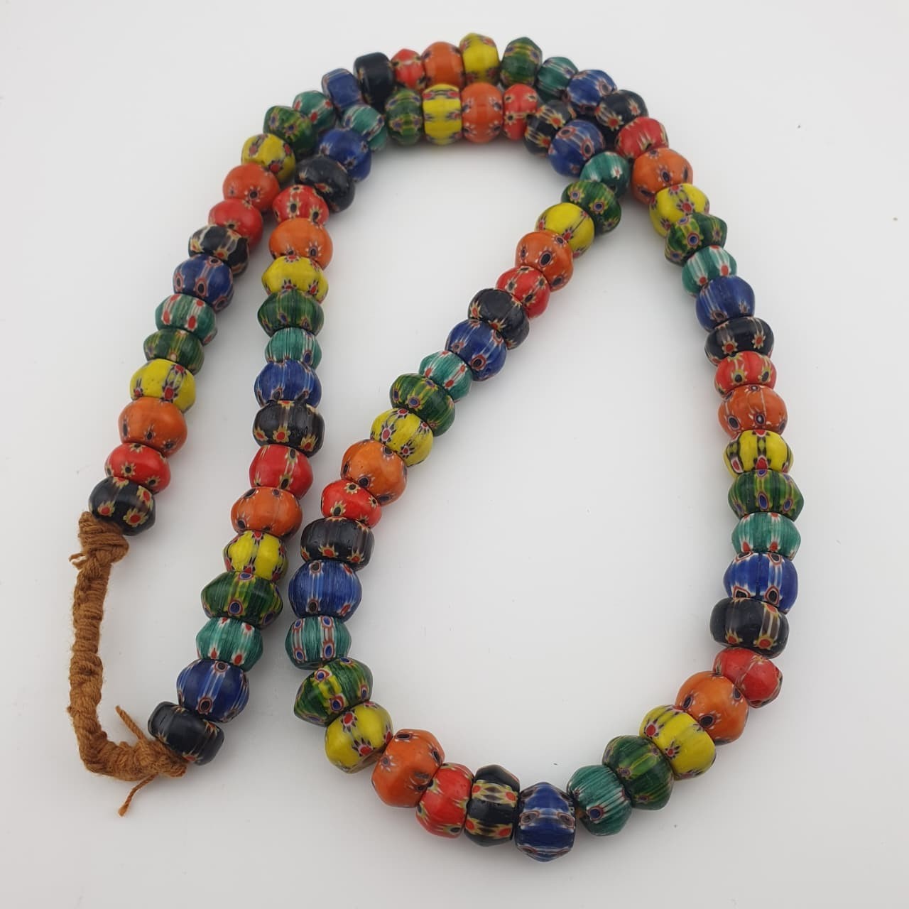 Vintage Venetian Style Multicolor Chevron Beaded Strands 22in | 9.1–11.2mm