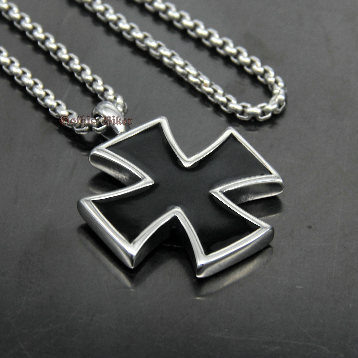 Large German Iron Cross Stainless Steel Pendant Knight Templar Black/Red Enamel