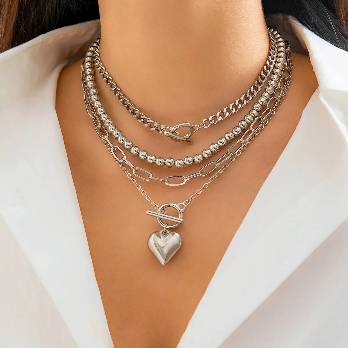 Layered Gold Necklace for Women Non Tarnish Chunky Gold Necklace Stack for Women