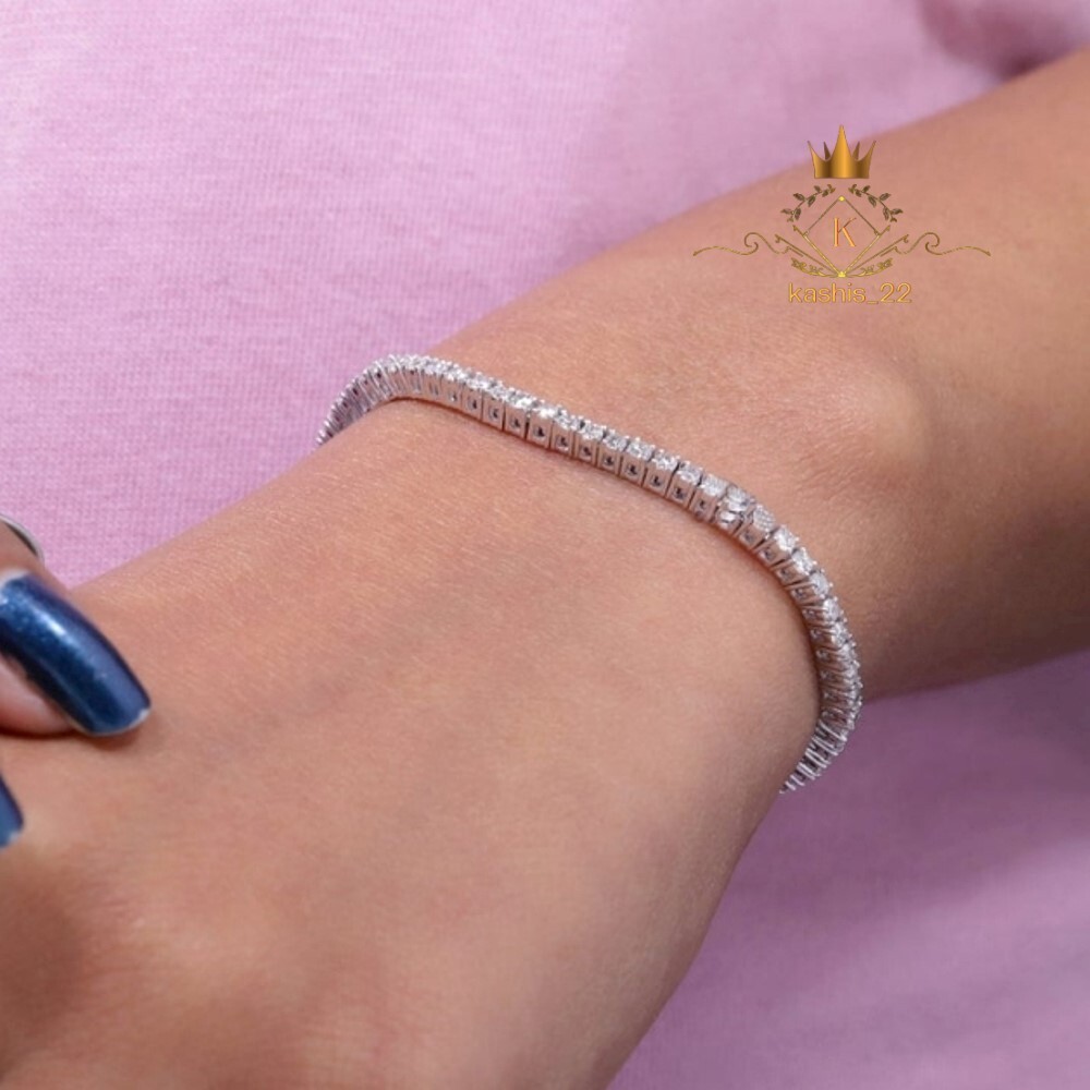 7′ Inch Long Tennis Wedding Bracelet Solid 14K White Gold Round Cut VVS1 5 Carat