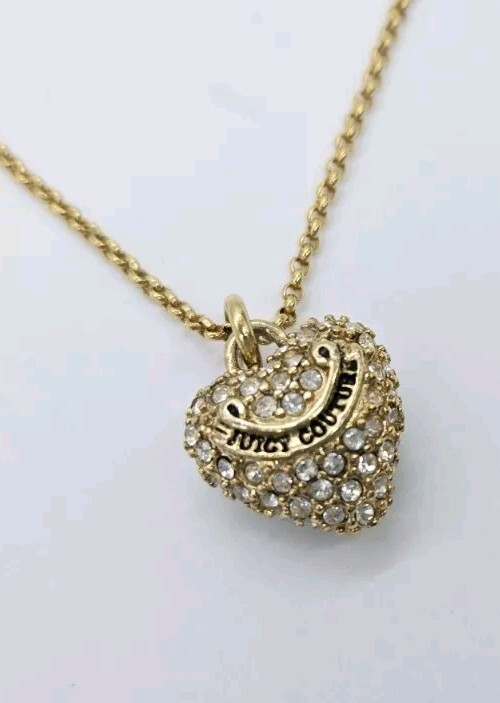 Juicy Couture Crystal Bow Heart Locket Necklace 18.5 in Delicate