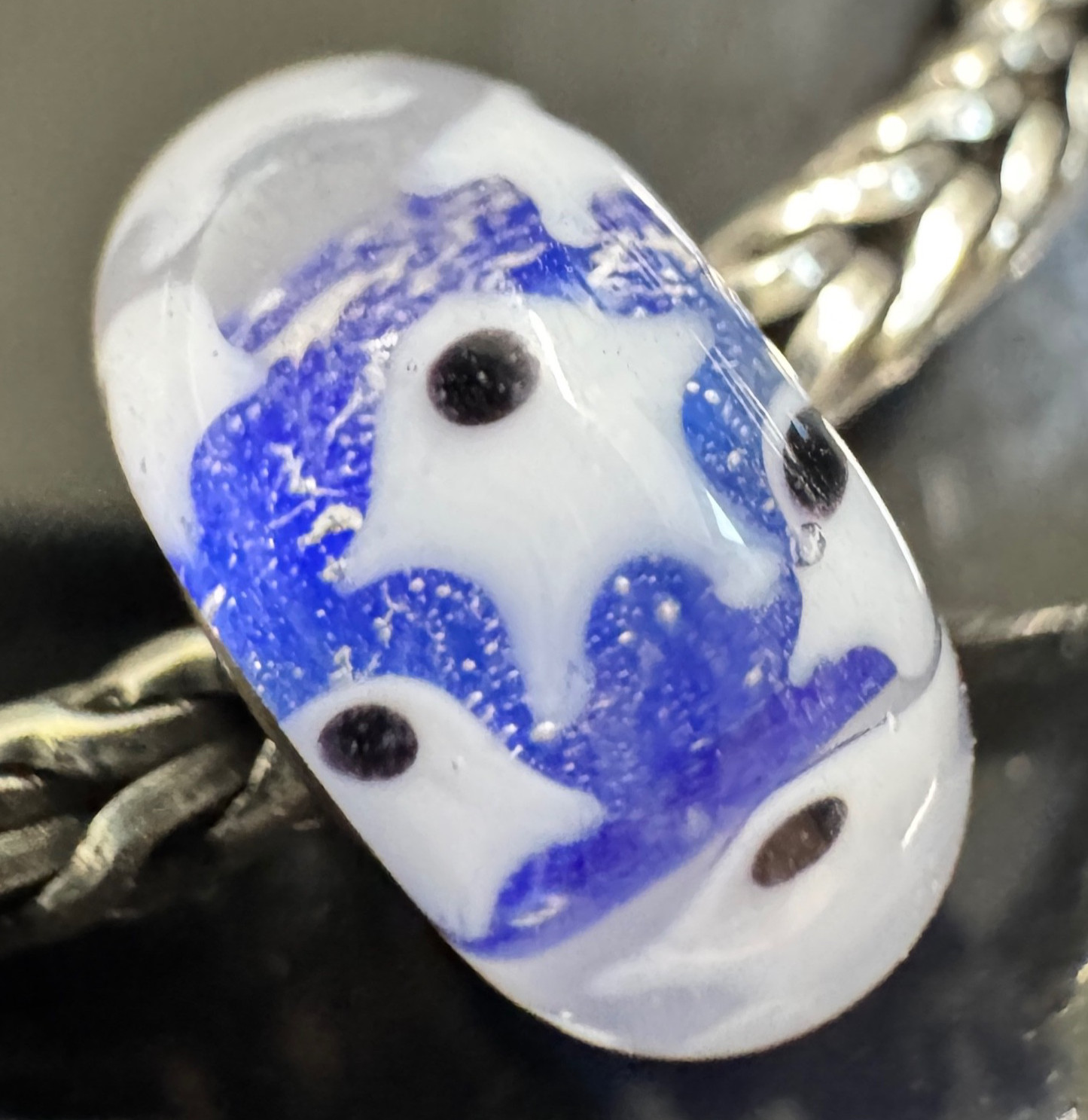 NEW💕Trollbeads UNIQUES Critters Beautiful Blue Cosmic Base with White Starfish