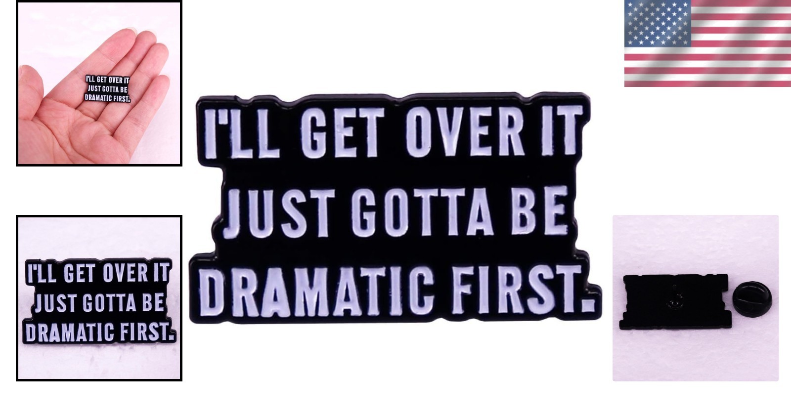 Dramatic Quote Enamel Brooch – Stylish Zinc Alloy Pin for Personal Expression