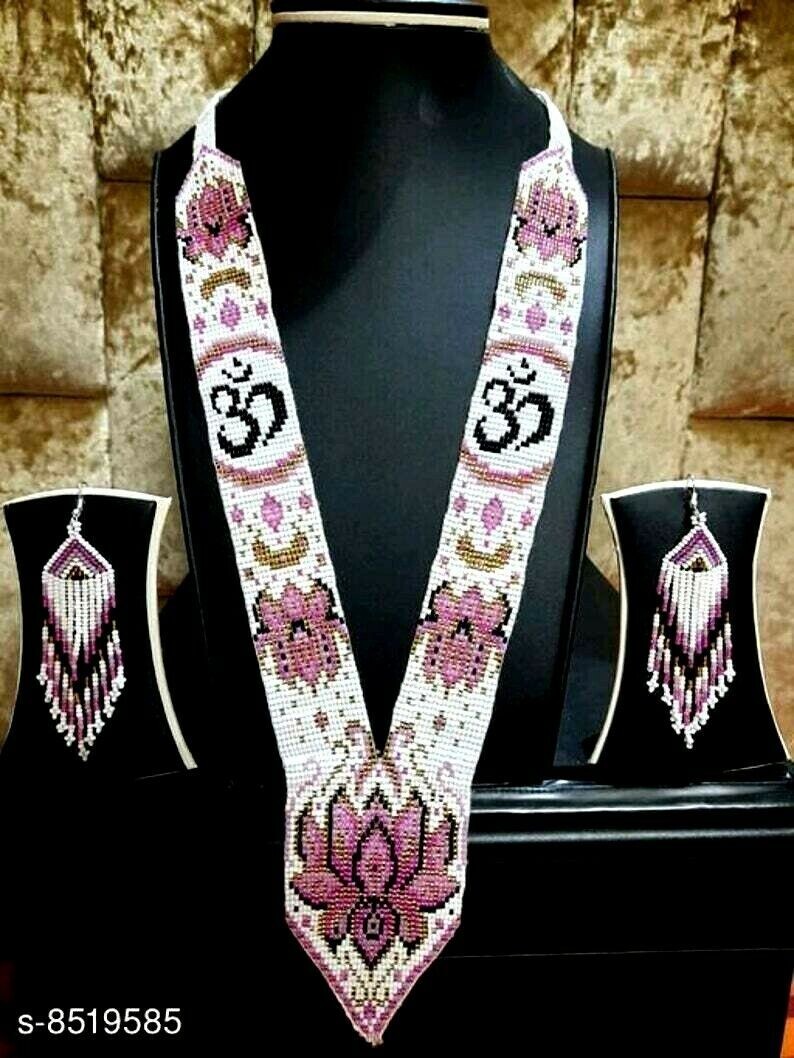 Handmade Necklace Seed Bead Boho American Style Nativ Beaded Multi Strand
