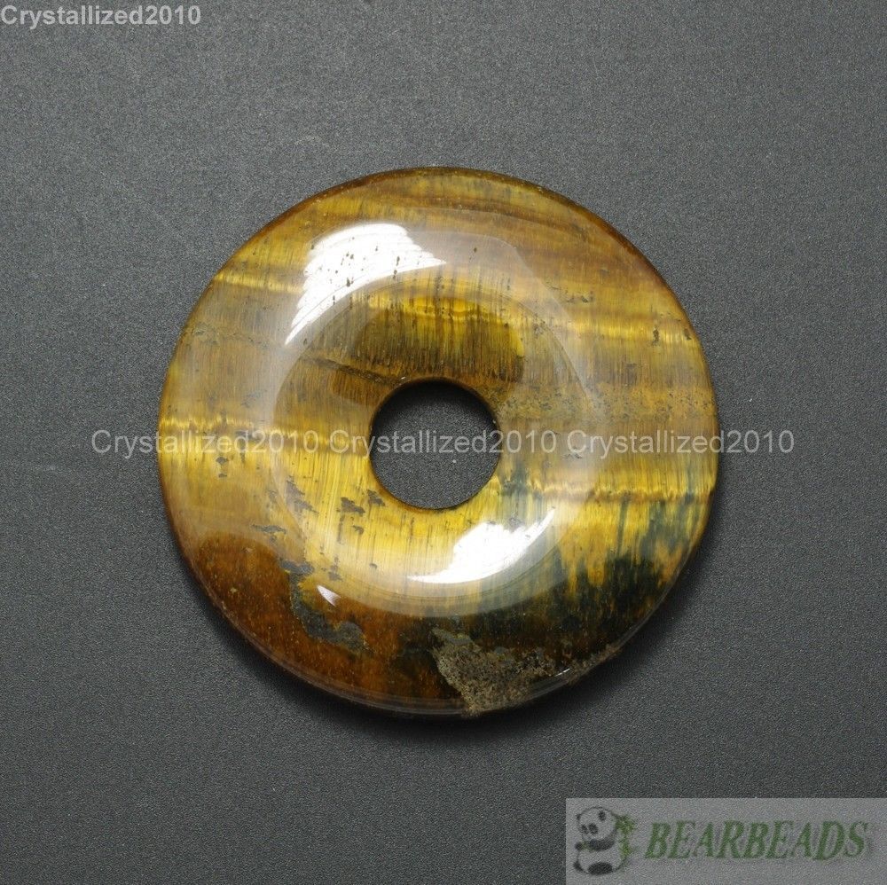 Natural Gemstone Round Donut Ring Pendant 50mm Beads Necklace Earring Jewelry