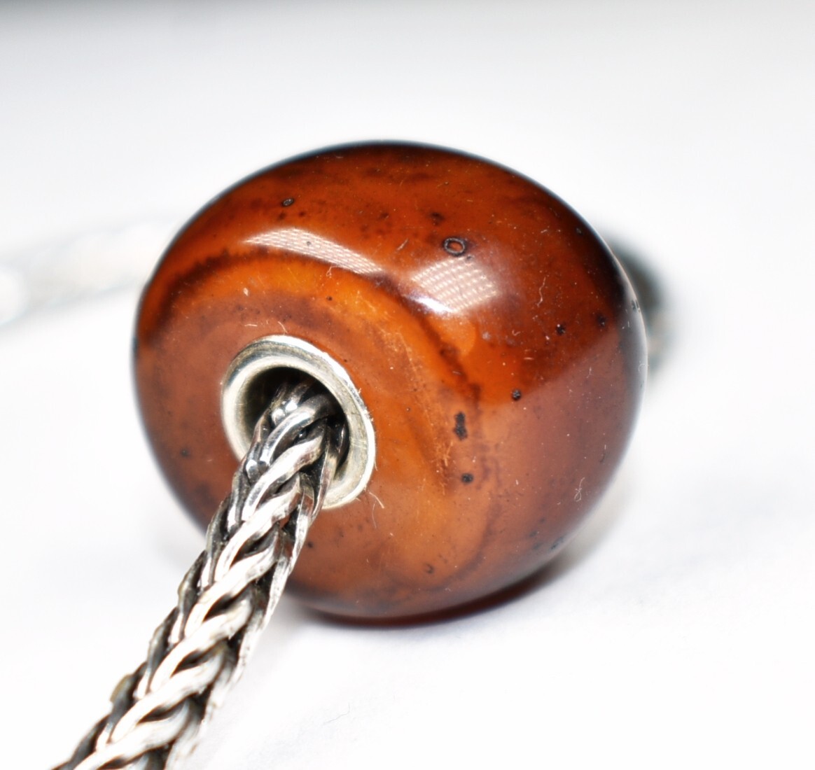 Copal focal nugget charm bead 19.3mm, full silver core, European charm