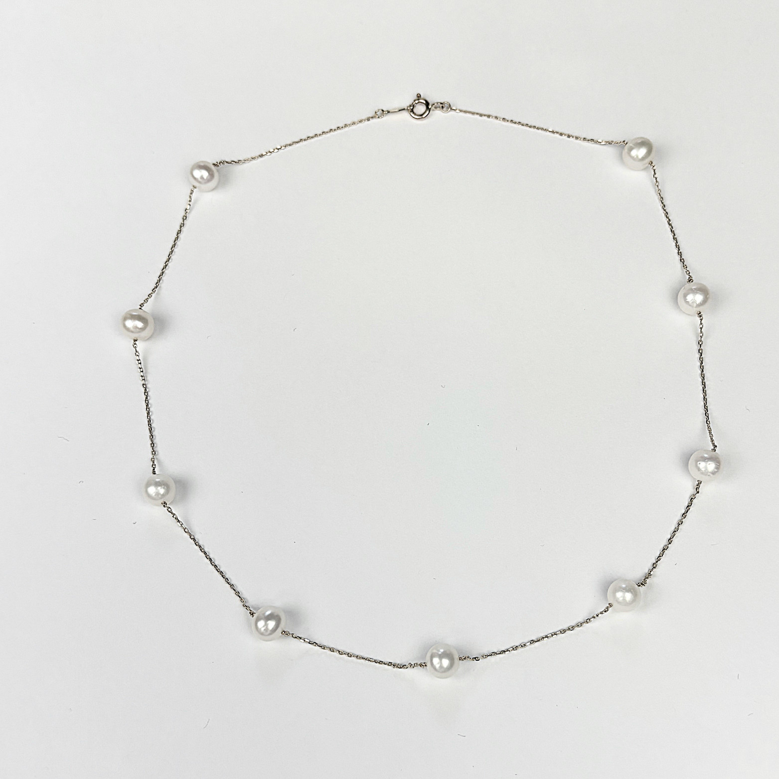 14k Yellow & White Gold Genuine White Pearls by the yard 16″& 18″ Necklace