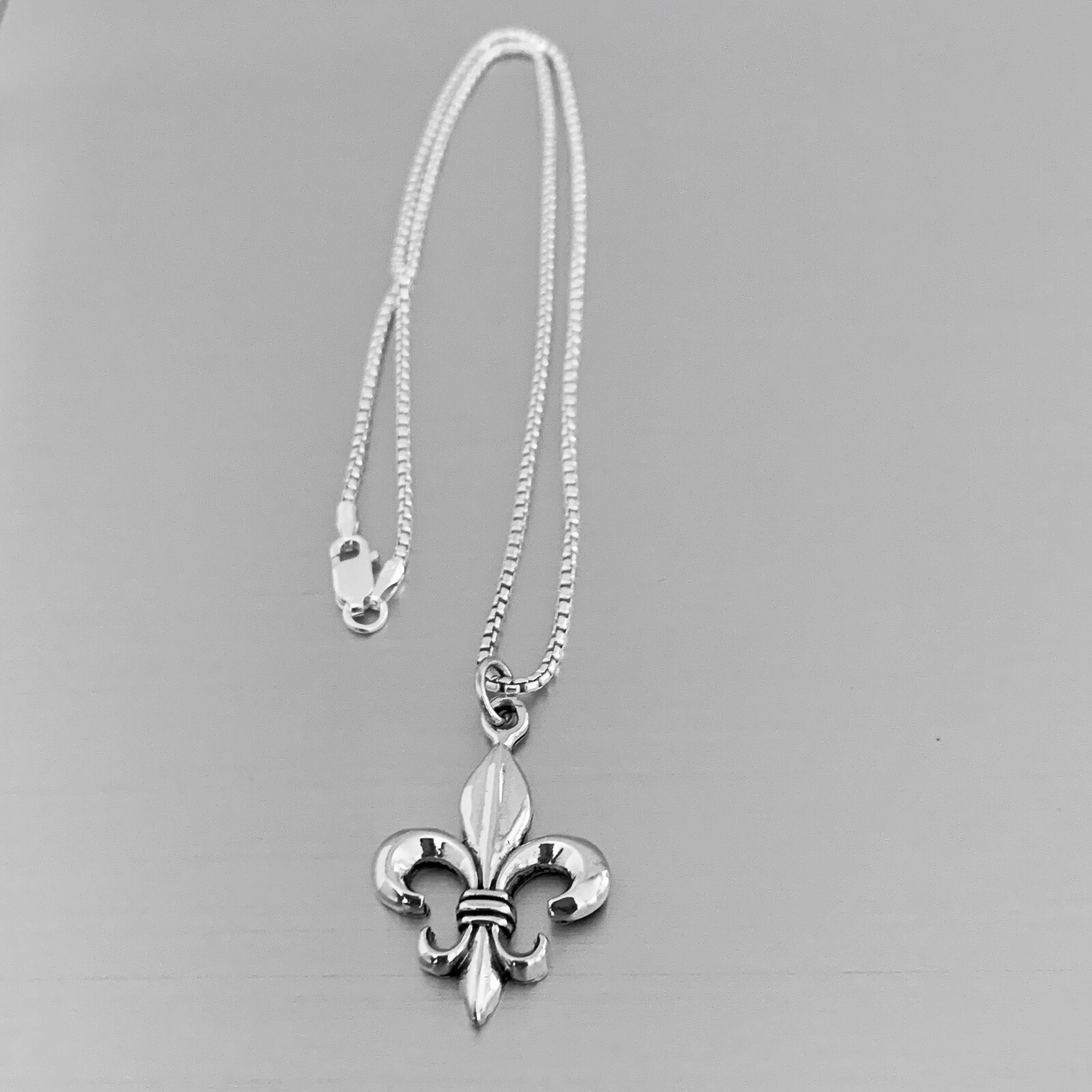 Sterling Silver Large Fleur De Lis Necklace, Silver Necklace, Saints Necklace